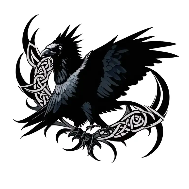 Celtic Pattern With Raven