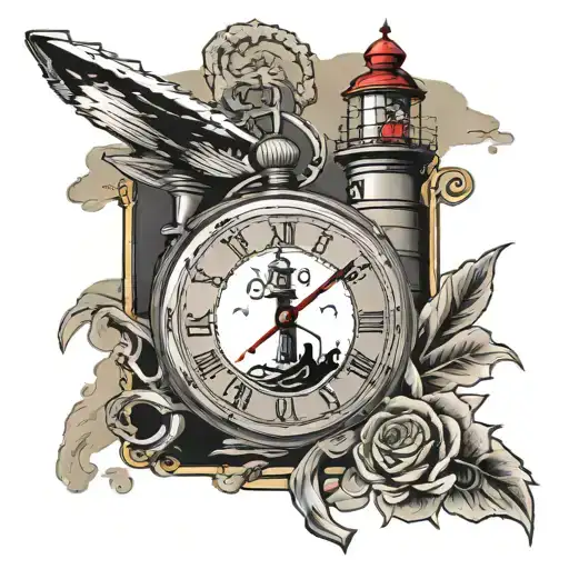 Lighthouse And Pocket Watch