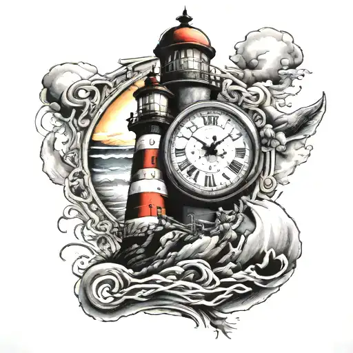 Lighthouse And Pocket Watch