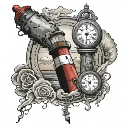 Lighthouse And Pocket Watch