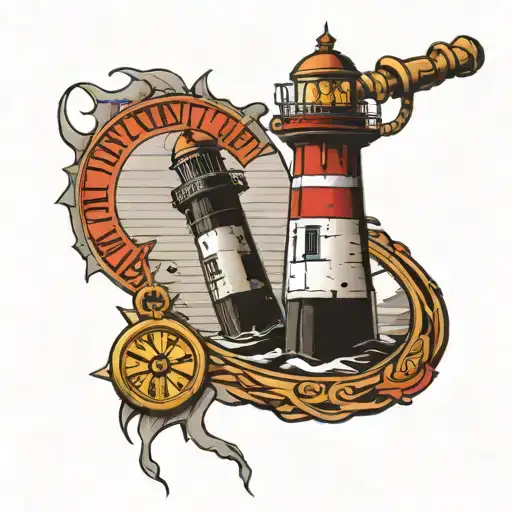 Lighthouse And Pocket Watch