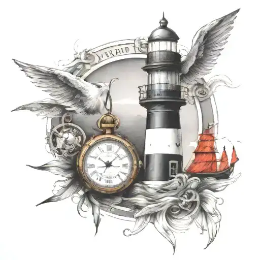 Lighthouse And Pocket Watch