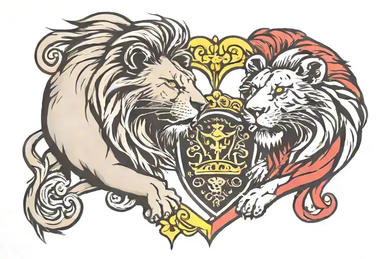 Lions Face Split In Two With Claddagh Ring Surrounded