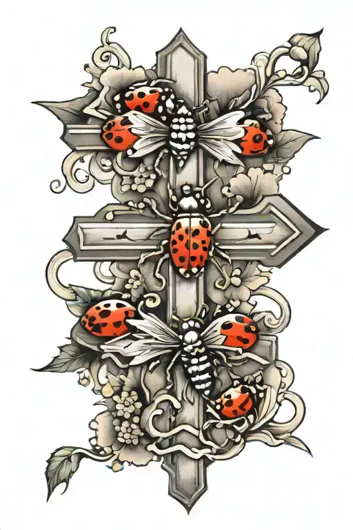 Western Cross With 3 Ladybugs