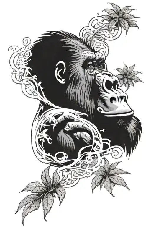 Gorilla Smoking Weed