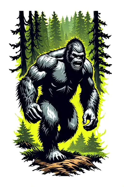 Im Thinking Of A Bigfoot Running From Aliens In The Woods