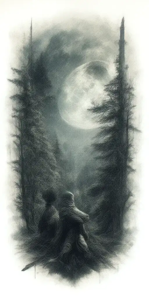 Never Settle Theme With A Moon And A Man String At Earth With A Massive Forrest