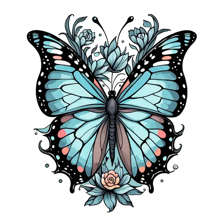 Aquarius And Pisces Butterfly Surrounded