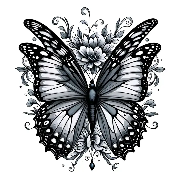 Aquarius And Pisces Butterfly Surrounded