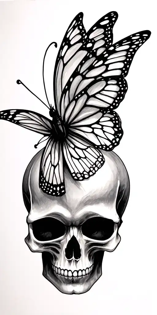 Skull With Butterfly Over Eyes