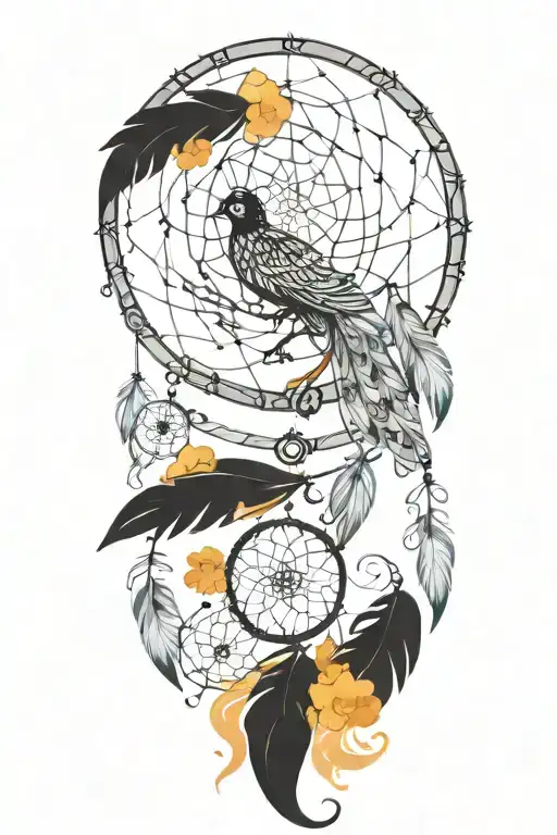 Dream Catcher Phoenix Flowers Intertwined Infinity Symbols