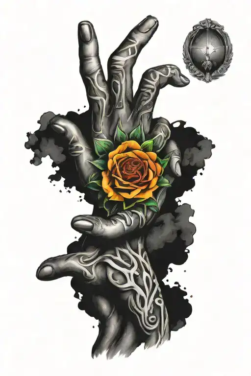 Blackout Tattoo Of Hands Reaching