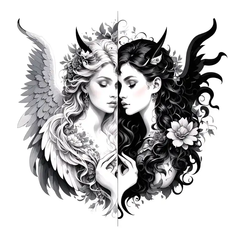 Pretty Angel And The Devil Half Angel