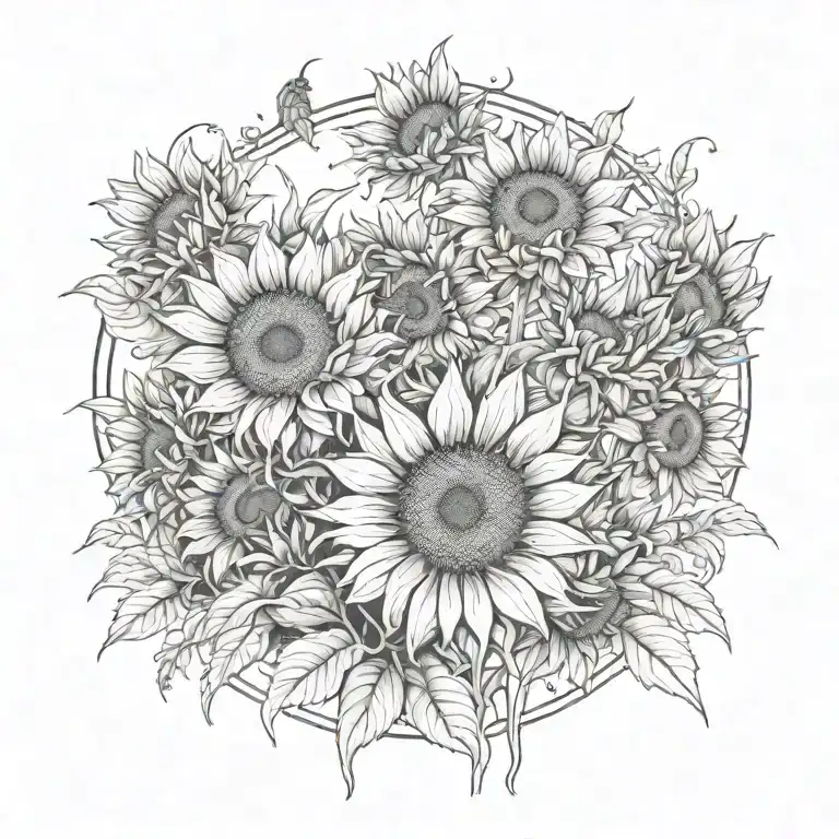 Field Of Sunflowers Blooming