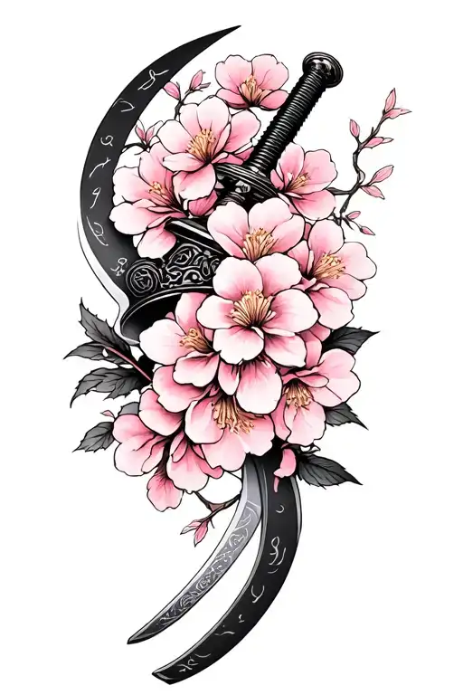 Katana With Sakura Flowers