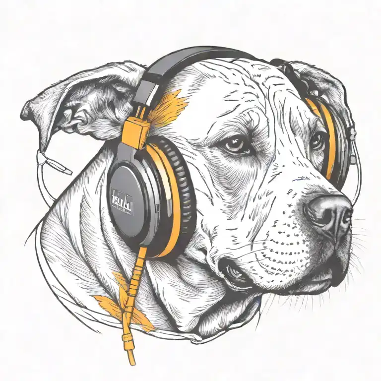 Pitbull Wearing Headphones