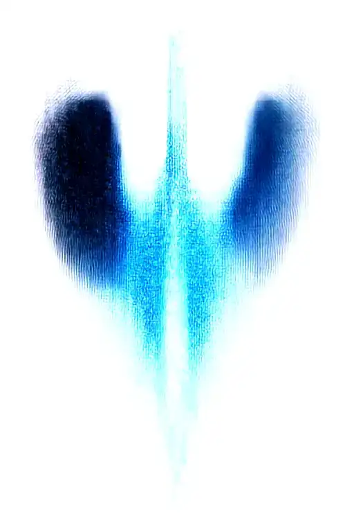 Angel Wings Behind A Sword With Blue Roses Intertwined