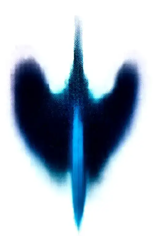 Angel Wings Behind A Sword With Blue Roses Intertwined