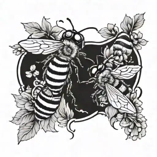 Line Art Two Little Bees And Infinity