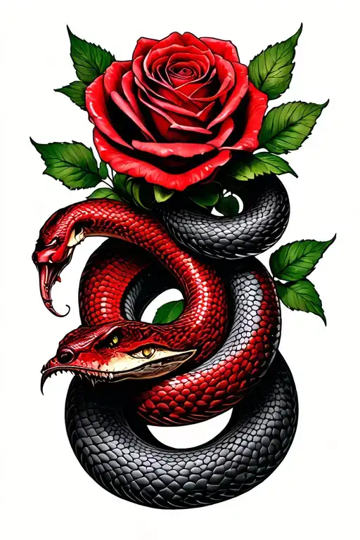Red Snake Intertwined Roses