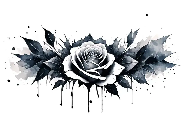 Massive Watercolor Design Of A Shattered Glass Rose