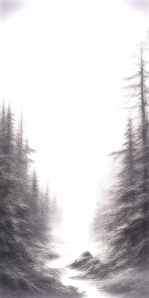 Massive Forest Landscape With Huge Moon In The Background