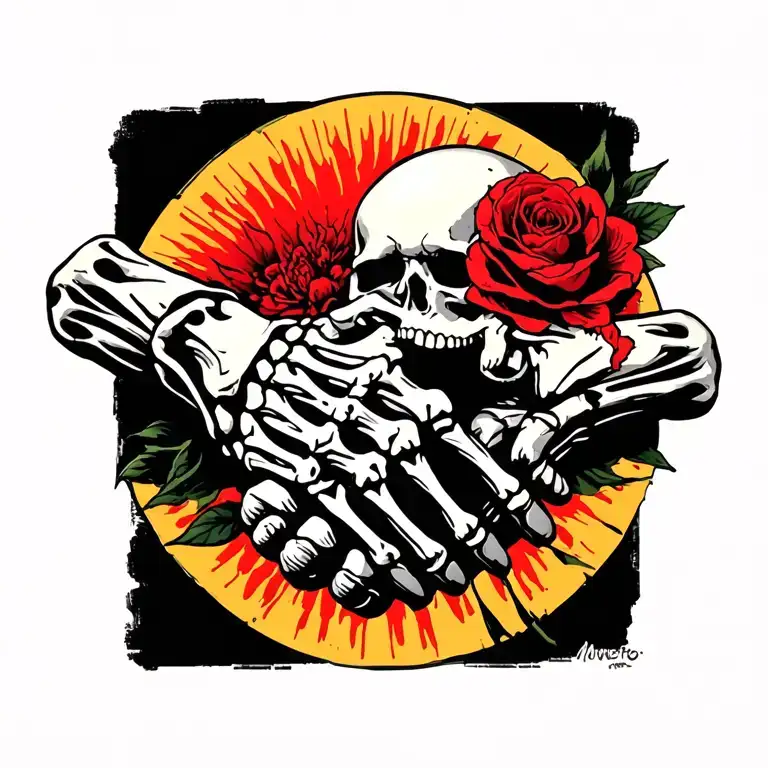 Memento Mori Memento Vivere Skeleton Hand Shakes Human Hand