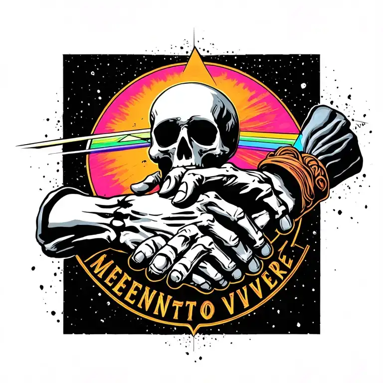 Memento Mori Memento Vivere Skeleton Hand Shakes Human Hand Pink Floyd