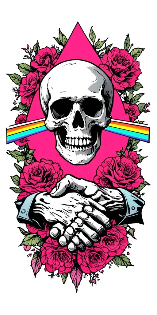 Memento Mori Memento Vivere Skeleton Hand Shakes Human Hand Pink Floyd