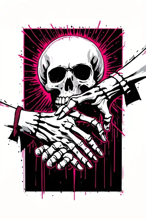 Memento Mori Memento Vivere Skeleton Hand Shakes Human Hand Pink Floyd