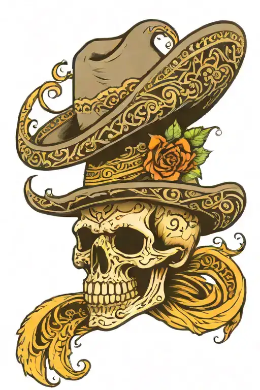Skull Wearing Sombrero