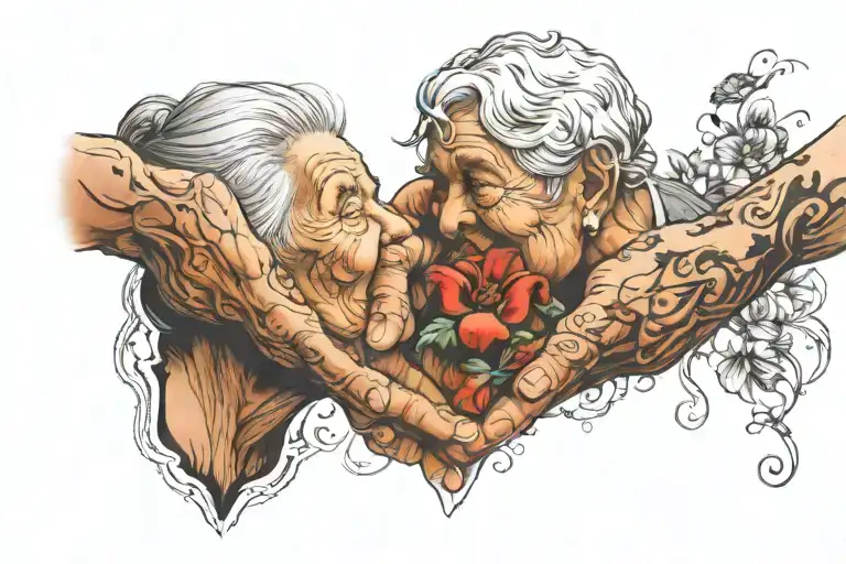 Grandmother Holding Her Grandchild's Hand