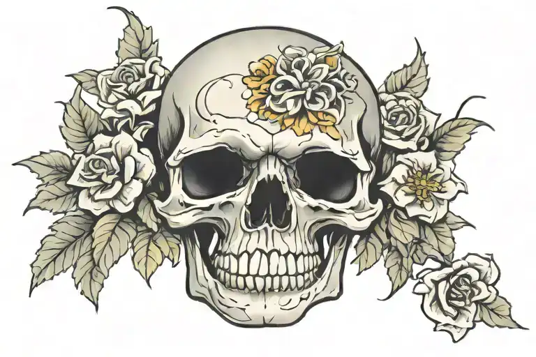 Skull And Flowers