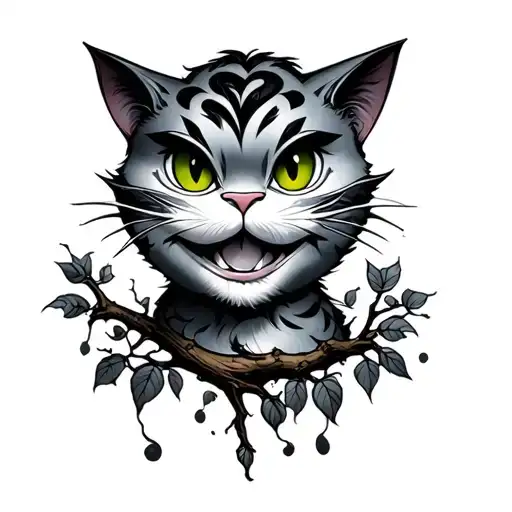 Happy Cheshire Cat In A Tree