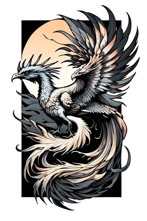 Phoenix Flying Long Tails Twist Together