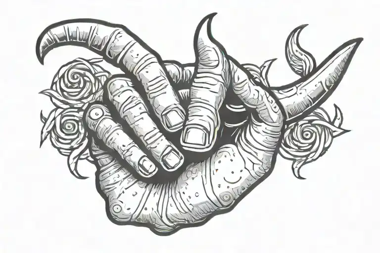 Metal Horns Hand Symbol Emerging From Skin