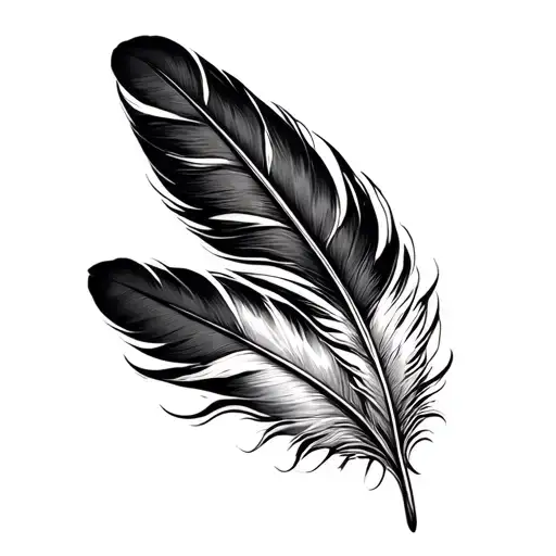 Western Black And White Feathers Curved