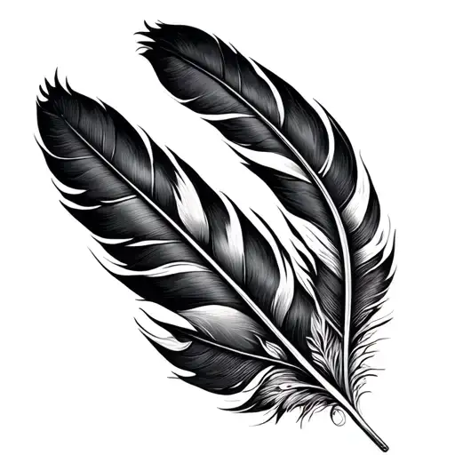 Western Black And White Feathers Curved