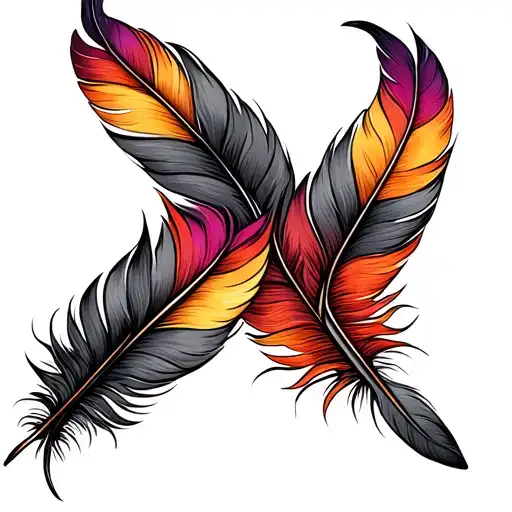 Western Fall Colored Feathers Curved