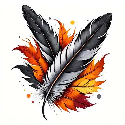 Western Fall Colored Feathers Curved