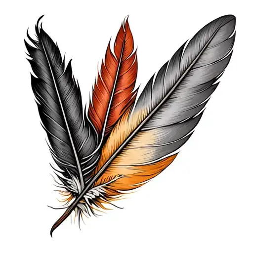 Western Fall Colored Feathers Curved