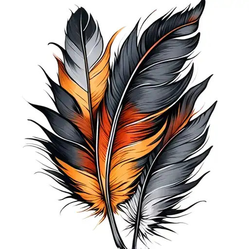 Western Fall Colored Feathers Curved