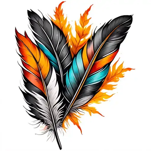 Western Fall Colored Feathers Curved