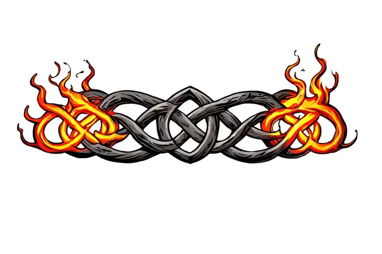 Celtic Knot Roots Surrounded By Flames