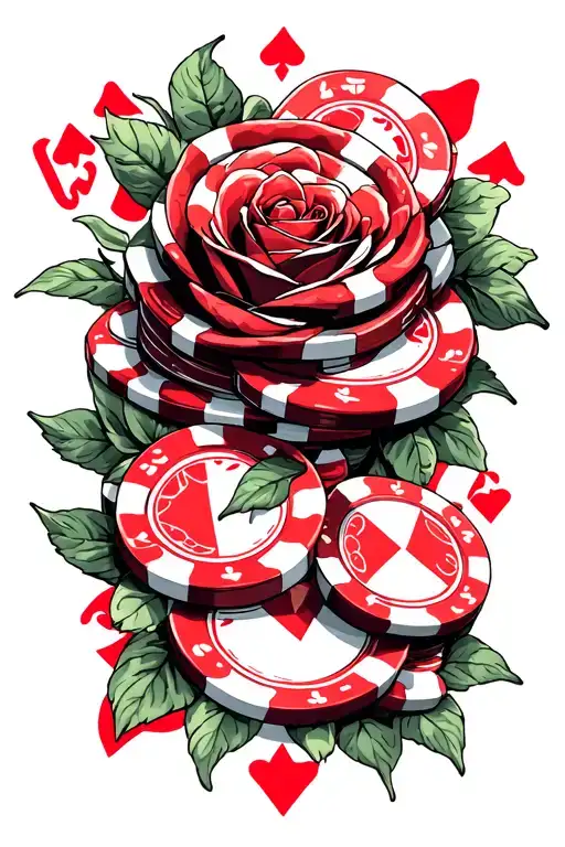 Casino Chips Cards Rose
