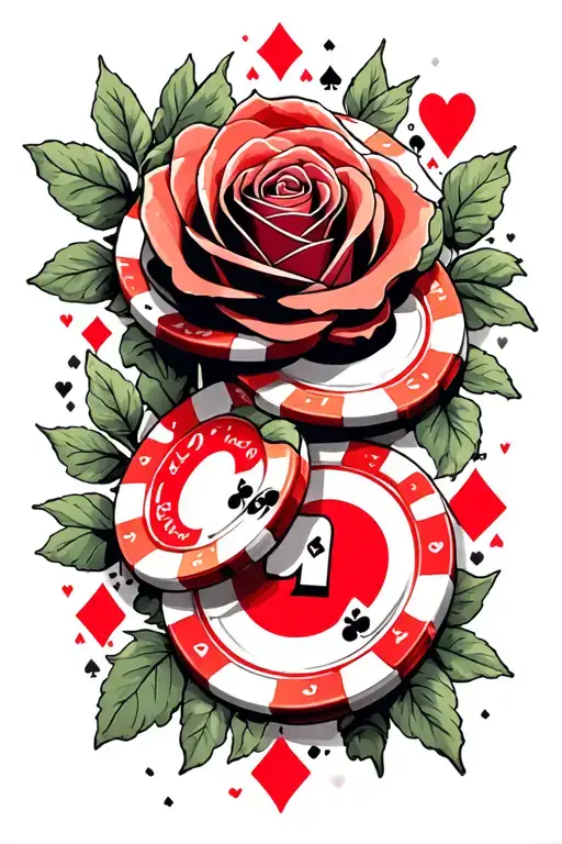 Casino Chips Cards Rose