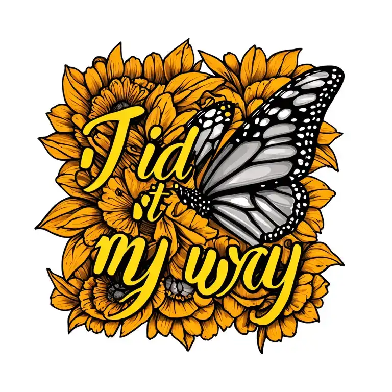 Curved I Did It My Way Script With Monarch Butterfly Curves