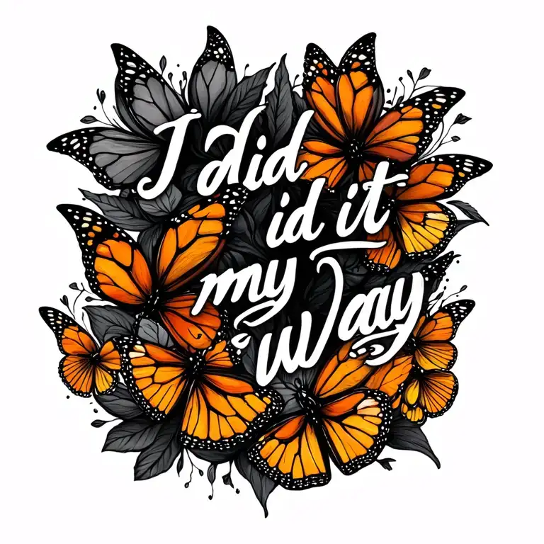 Curved I Did It My Way Script With Monarch Butterfly Curves