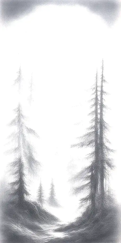 Massive Forest Landscape With Huge Moon In The Background