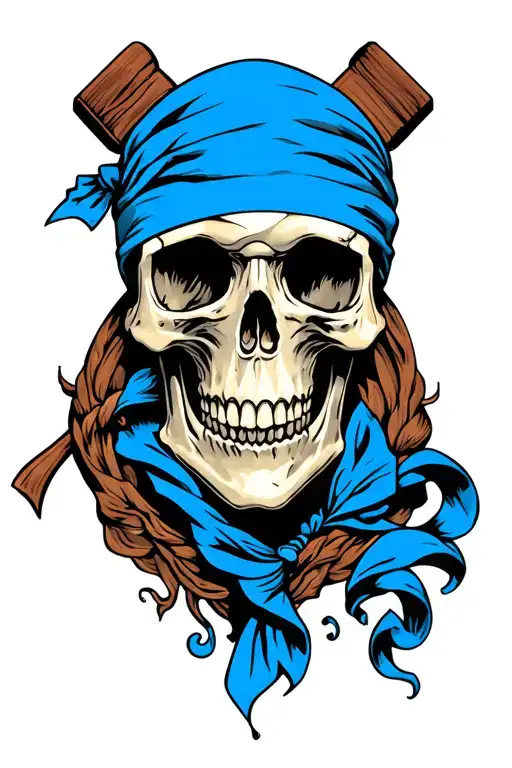 Marauder Skull With Blue Bandana